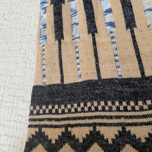 Papa Vancouver Black Tan Blue Southwest Long Open Cardigan Women's L  Aztec New - Picture 10 of 10